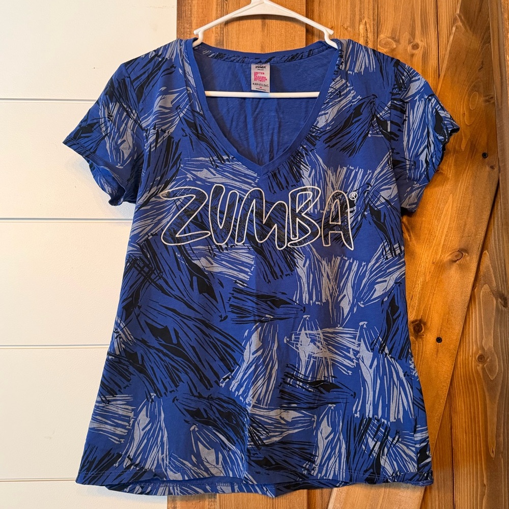 Zumba Fitness Vivid Blue Patterned Tee